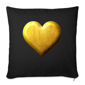 Golden Heart Noble design punched in gold - Sofa pillowcase 17,3'' x 17,3'' (45 x 45 cm) - black - Front