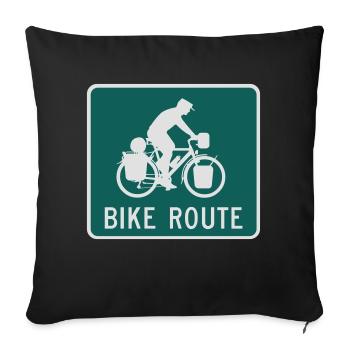 Panneau de signalisation pour cyclistes - Housse de coussin décorative 45 x 45 cm - noir - Devant