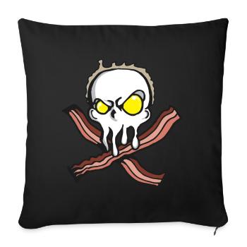 Egg Bacon Breakfast Brunch Fried Egg Pirate Gift - Sofa pillowcase 17,3'' x 17,3'' (45 x 45 cm) - black - Front