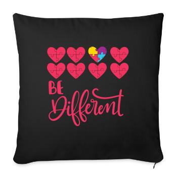 Autism Asperger - Journée mondiale de l'autisme - Housse de coussin décorative 45 x 45 cm - noir - Devant