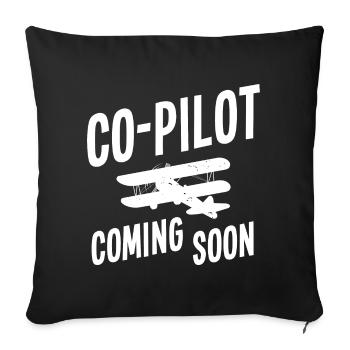 Co-pilote Coming Soon, parents Mama Papa pilote privé - Housse de coussin décorative 45 x 45 cm - noir - Devant