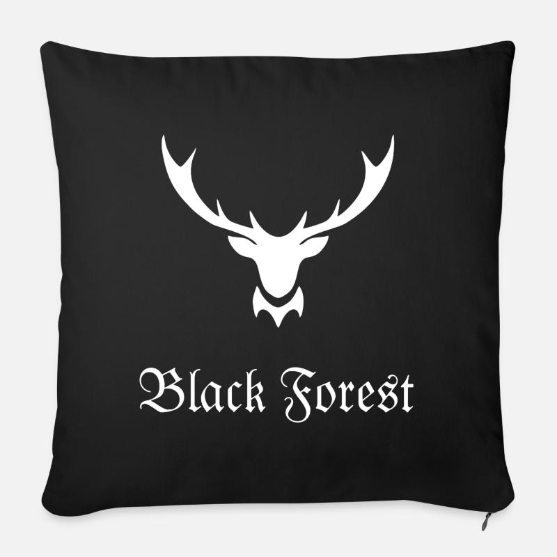 Black Forest Schwarzwald Hirsch Hirschgeweih - Sofakissenbezug 45 x 45 cm - Schwarz