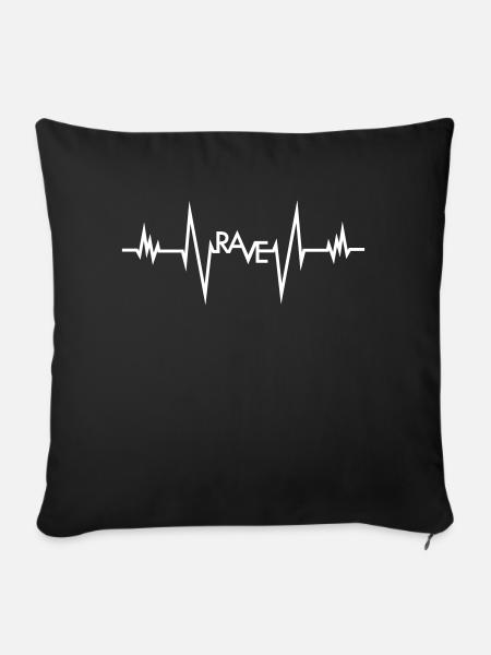 RAVE EKG HERZSCHLAG PULS TECHNO GESCHENK - Sofakissenbezug 45 x 45 cm - Schwarz
