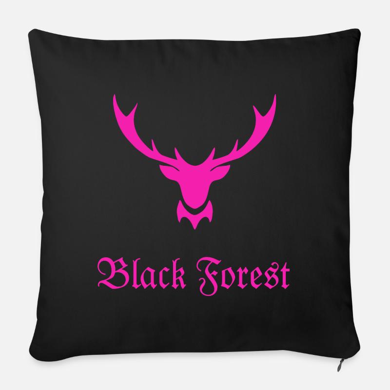 Forêt Noire Cerf Rose - Housse de coussin décorative 45 x 45 cm - noir