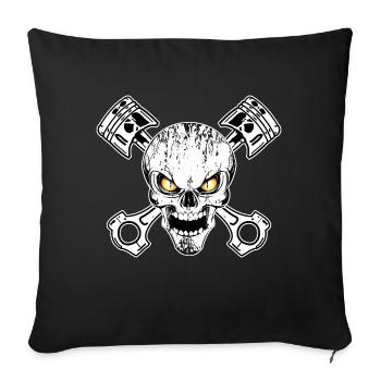 Biker skull 02 - Housse de coussin décorative 45 x 45 cm - noir - Devant