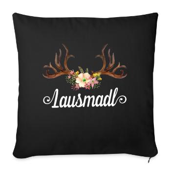 Lausmadl Lausdirndl Bayern Tirol Bayrisches Madl - Sofakissenbezug 45 x 45 cm - Schwarz - Vorne