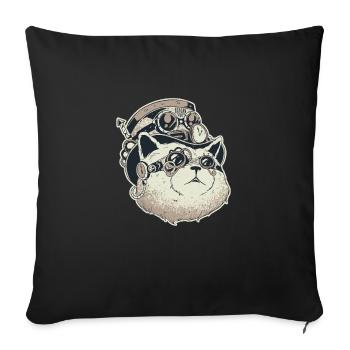Steampunk-Katze - Sofakissenbezug 45 x 45 cm - Schwarz - Vorne