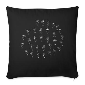 Finger alphabet - spell in sign language - Sofa pillowcase 17,3'' x 17,3'' (45 x 45 cm) - black - Front