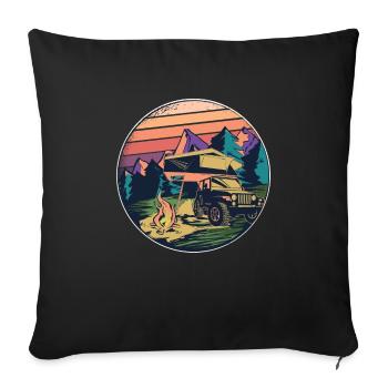 Tente de toit - Outdoor Nature Camping Montagnes Campervan - Housse de coussin décorative 45 x 45 cm - noir - Devant