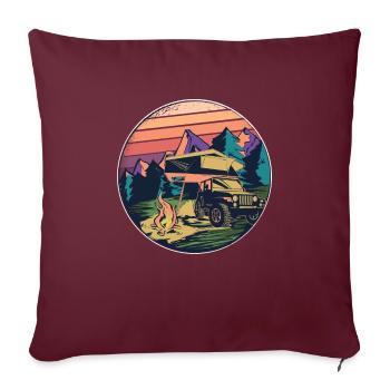 Dachzelt - Outdoor Natur Camping Berge Campervan - Sofakissenbezug 45 x 45 cm - Burgunderrot - Vorne