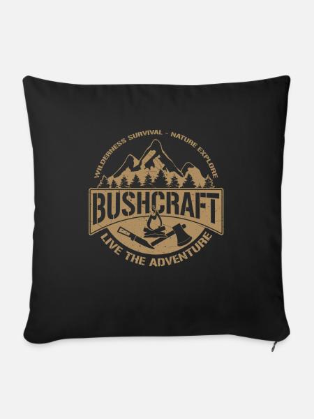 Bushcraft Outdoor Abenteuer Geschenk Bushcrafter - Sofakissenbezug 45 x 45 cm - Schwarz