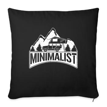 MINIMALIST Geschenk für Camper mit Dachzelt Natur - Sofakissenbezug 45 x 45 cm - Schwarz - Vorne