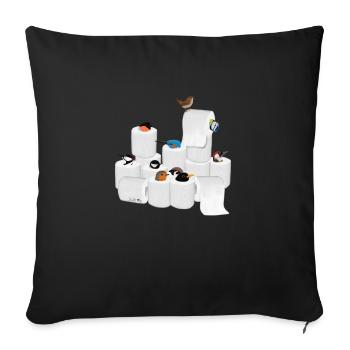 Oiseaux en papier toilette - Housse de coussin décorative 45 x 45 cm - noir - Devant