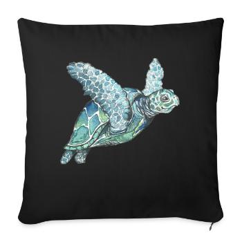 tortue marine - Housse de coussin décorative 45 x 45 cm - noir - Devant