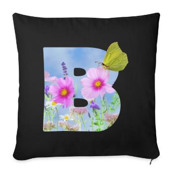 fleurs de printemps papillon b - Housse de coussin décorative 45 x 45 cm - noir - Devant