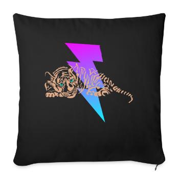 Kleiner Tiger mit Blitz - Sofakissenbezug 45 x 45 cm - Schwarz - Vorne