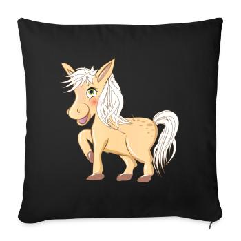 magical cute pony radiant and laughing - Sofa pillowcase 17,3'' x 17,3'' (45 x 45 cm) - black - Front