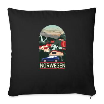Roof tent travel Norway gift camping holiday - Sofa pillowcase 17,3'' x 17,3'' (45 x 45 cm) - black - Front