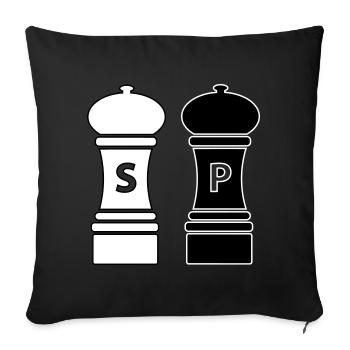 Cooking gift idea salt and pepper shaker - Sofa pillowcase 17,3'' x 17,3'' (45 x 45 cm) - black - Front