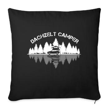 Dachzelt Camper | Geschenkidee für Camping - Sofakissenbezug 45 x 45 cm - Schwarz - Vorne