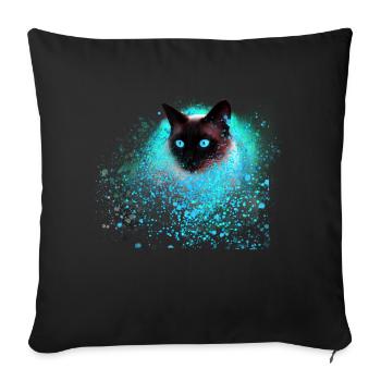 siam cat, colorful, graffiti, i painting art, cat, green - Sofa pillowcase 17,3'' x 17,3'' (45 x 45 cm) - black - Front
