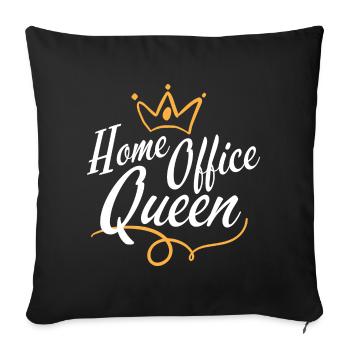 Team Home Office Queen - Travail à domicile vidéo numérique - Housse de coussin décorative 45 x 45 cm - noir - Devant
