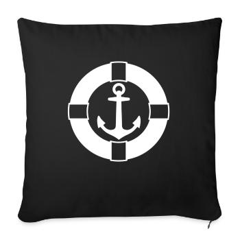 Anchor in life ring white - Sofa pillowcase 17,3'' x 17,3'' (45 x 45 cm) - black - Front