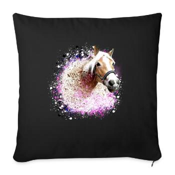 horse,haflinger, graffiti, painting, blue, horses, - Sofa pillowcase 17,3'' x 17,3'' (45 x 45 cm) - black - Front