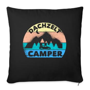 Dachzelt Camper | Hartschalendachzelt Geschenk - Sofakissenbezug 45 x 45 cm - Schwarz - Vorne