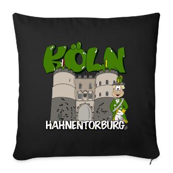 Köln Karneval Hahnentorburg grün gelb Funke Shirt - Sofakissenbezug 45 x 45 cm - Schwarz - Vorne