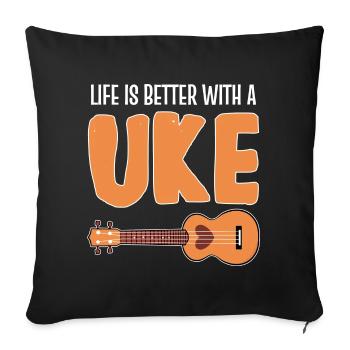Ukulélé - Housse de coussin décorative 45 x 45 cm - noir - Devant