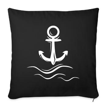 waves anchor wave wave waves anchor logo icon - Sofa pillowcase 17,3'' x 17,3'' (45 x 45 cm) - black - Front
