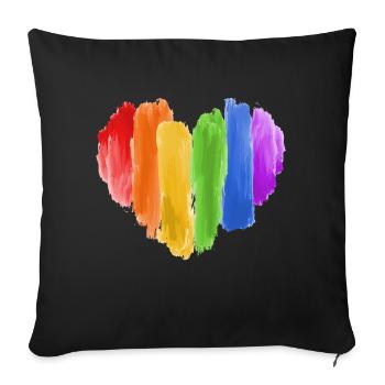 Arc-en-ciel LGBT Coeur Gay Pride Csd - Housse de coussin décorative 45 x 45 cm - noir - Devant