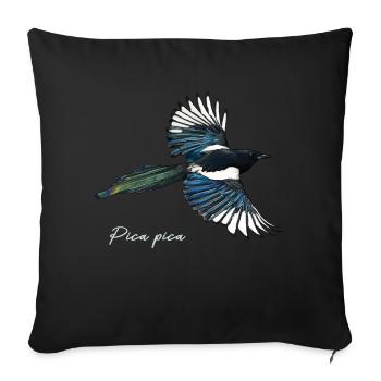 Elster - Pica pica - Sofakissenbezug 45 x 45 cm - Schwarz - Vorne