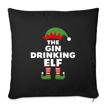 Der Gin trinkende Elf - Sofakissenbezug 45 x 45 cm - Schwarz - Vorne