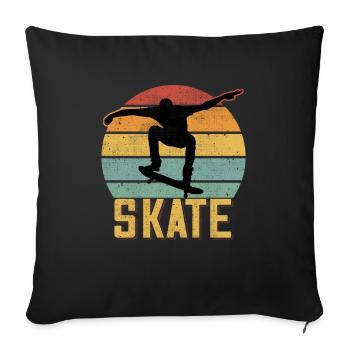 Skate Retro Vintage Skater Skatebord Skatebording - Housse de coussin décorative 45 x 45 cm - noir - Devant