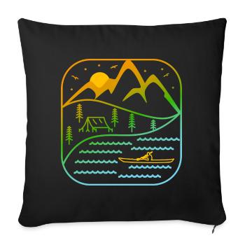 Kayak Outdoor Sport Rowing Paddling Canoe Design - Sofa pillowcase 17,3'' x 17,3'' (45 x 45 cm) - black - Front