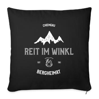 Reit im Winkl Chiemgau – Bergheimat Alpen Design - Sofakissenbezug 45 x 45 cm - Schwarz - Vorne