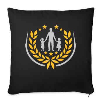 Laurel wreath father 2 daughters - Sofa pillowcase 17,3'' x 17,3'' (45 x 45 cm) - black - Front
