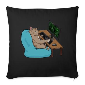 Cat Hacker - Sofa pillowcase 17,3'' x 17,3'' (45 x 45 cm) - black - Front