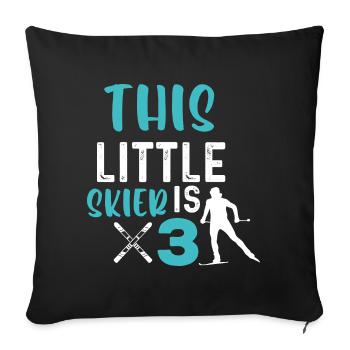 This Little Skier is 3 - Skiing - Sofa pillowcase 17,3'' x 17,3'' (45 x 45 cm) - black - Front