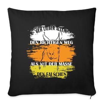 Lama Alpaka Retro - Sofakissenbezug 45 x 45 cm - Schwarz - Vorne