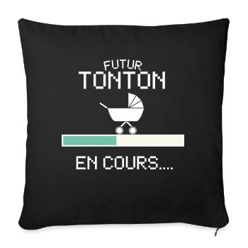 Futur Tonton Annoncer Grossesse pour Futur Oncle - Sofa pillowcase 17,3'' x 17,3'' (45 x 45 cm) - black - Front