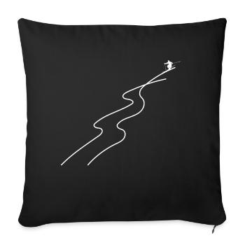 Skifahrer auf der Piste, Minimalismus, weiß - Sofakissenbezug 45 x 45 cm - Schwarz - Vorne