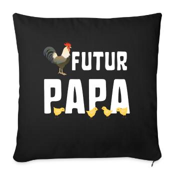 Futur Papa Coq avec Poussins - Housse de coussin décorative 45 x 45 cm - noir - Devant