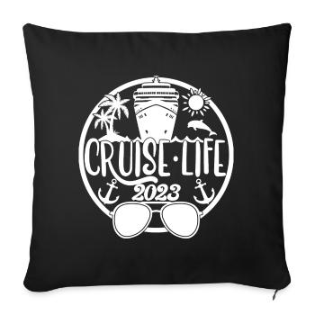 Cruise Life 2023 Croisière Vacances d’été - Housse de coussin décorative 45 x 45 cm - noir - Devant