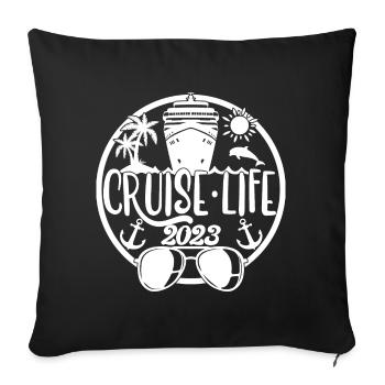 Cruise Life 2023 Croisière Vacances d’été - Housse de coussin décorative 45 x 45 cm - noir - Devant