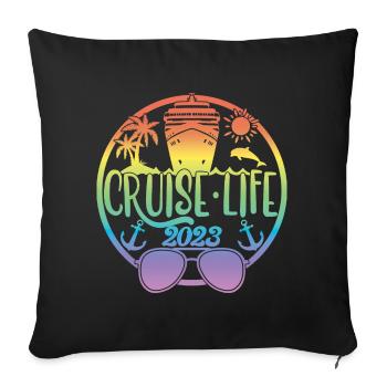 Cruise Life 2023 Croisière Vacances d’été - Housse de coussin décorative 45 x 45 cm - noir - Devant