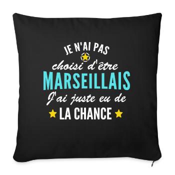 je suis marseillais - Housse de coussin décorative 45 x 45 cm - noir - Devant
