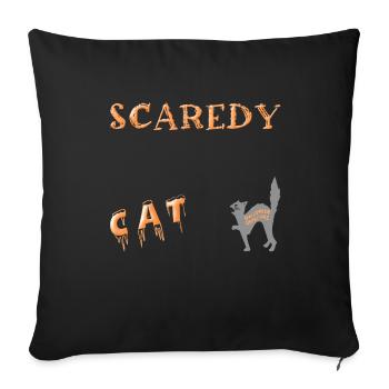 Halloween chat effrayé d'Halloween - Housse de coussin décorative 45 x 45 cm - noir - Devant